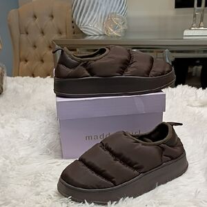 Madden Girl Dark Brown Winter Puffer Slip On Shoes Or Slippers 5M